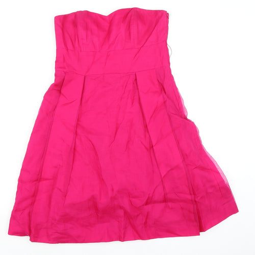 Monsoon Womens Pink Silk A-Line Size 12 Off the Shoulder Zip - Formal