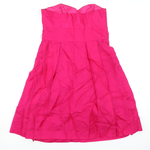 Monsoon Womens Pink Silk A-Line Size 12 Off the Shoulder Zip - Formal