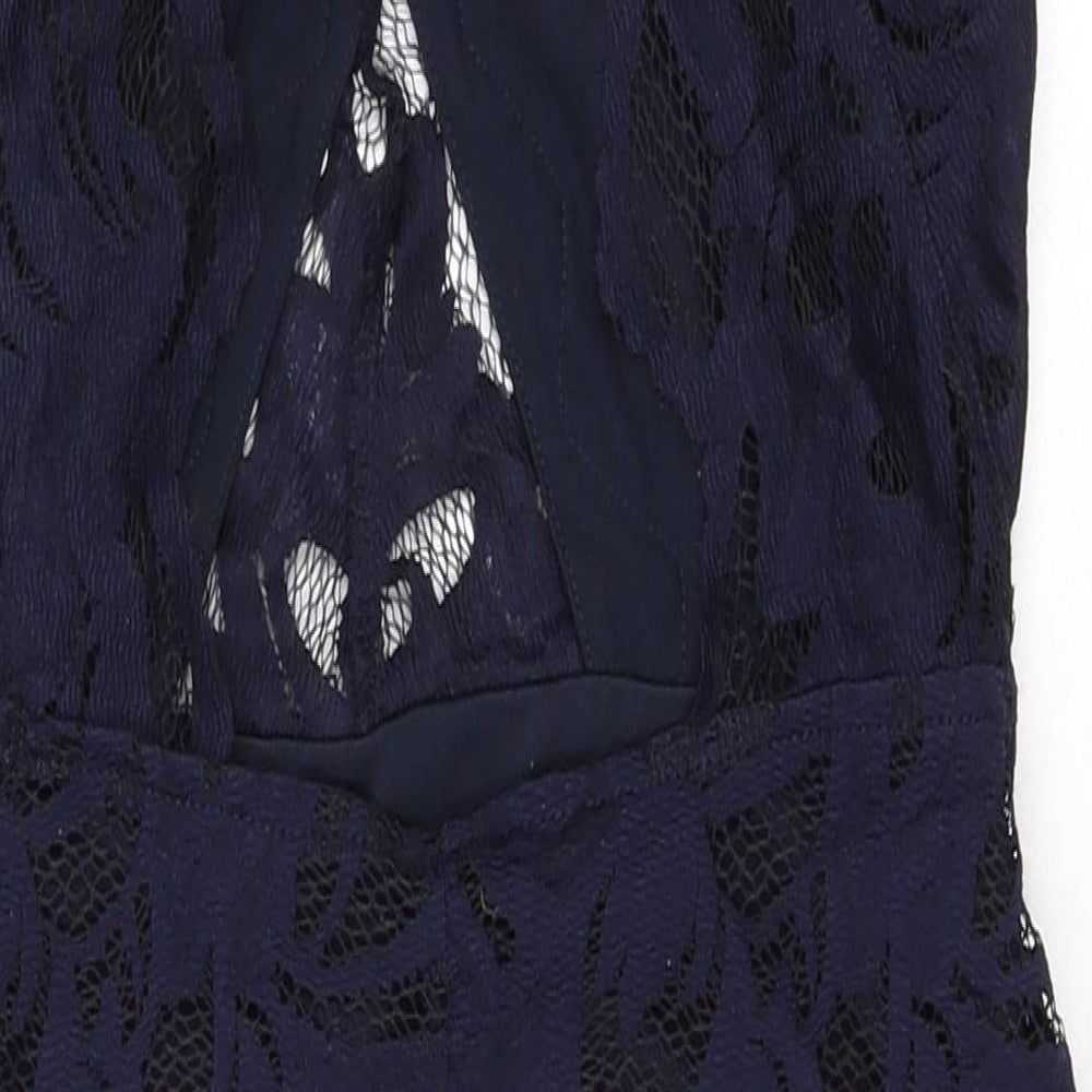 H&M Womens Blue Polyamide Pencil Dress Size 8 Halter Tie - Open Back
