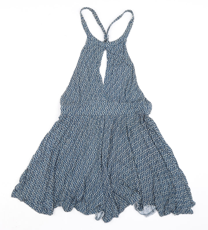 Ecote Womens Blue Viscose Playsuit One-Piece Size M - Open Back