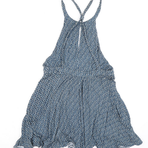 Ecote Womens Blue Viscose Playsuit One-Piece Size M - Open Back