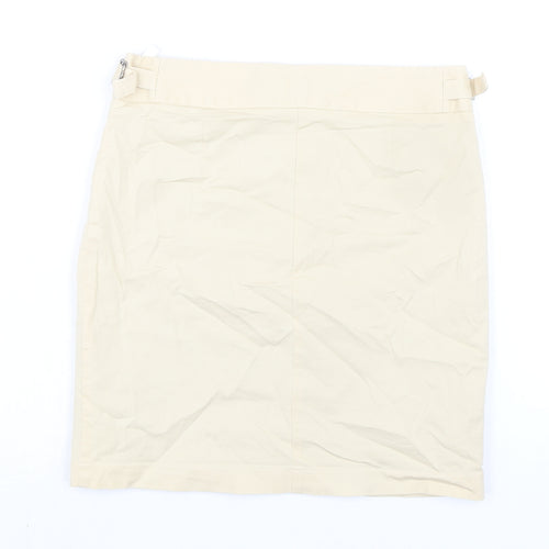 NEXT Womens Beige Cotton A-Line Skirt Size 10 Zip