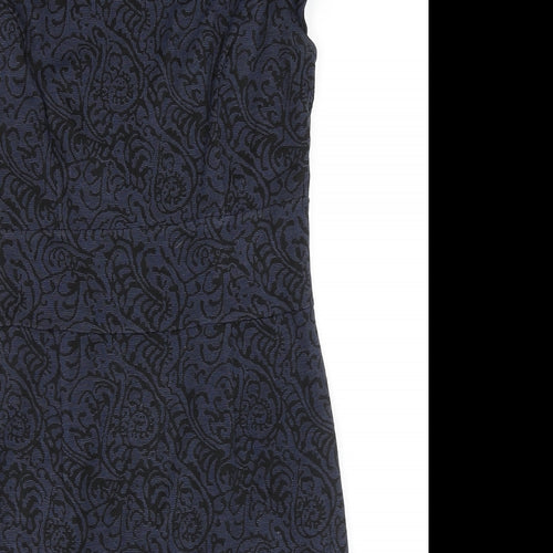 Per Una Womens Blue Acrylic Pencil Dress Size 12 Collared Zip