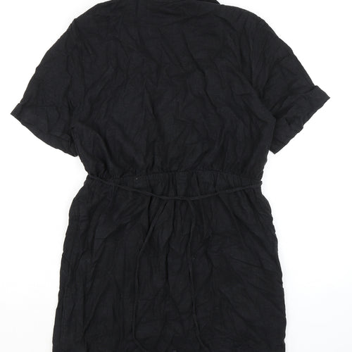 Abercrombie & Fitch Womens Black Cupro A-Line Size L V-Neck Tie - Collar