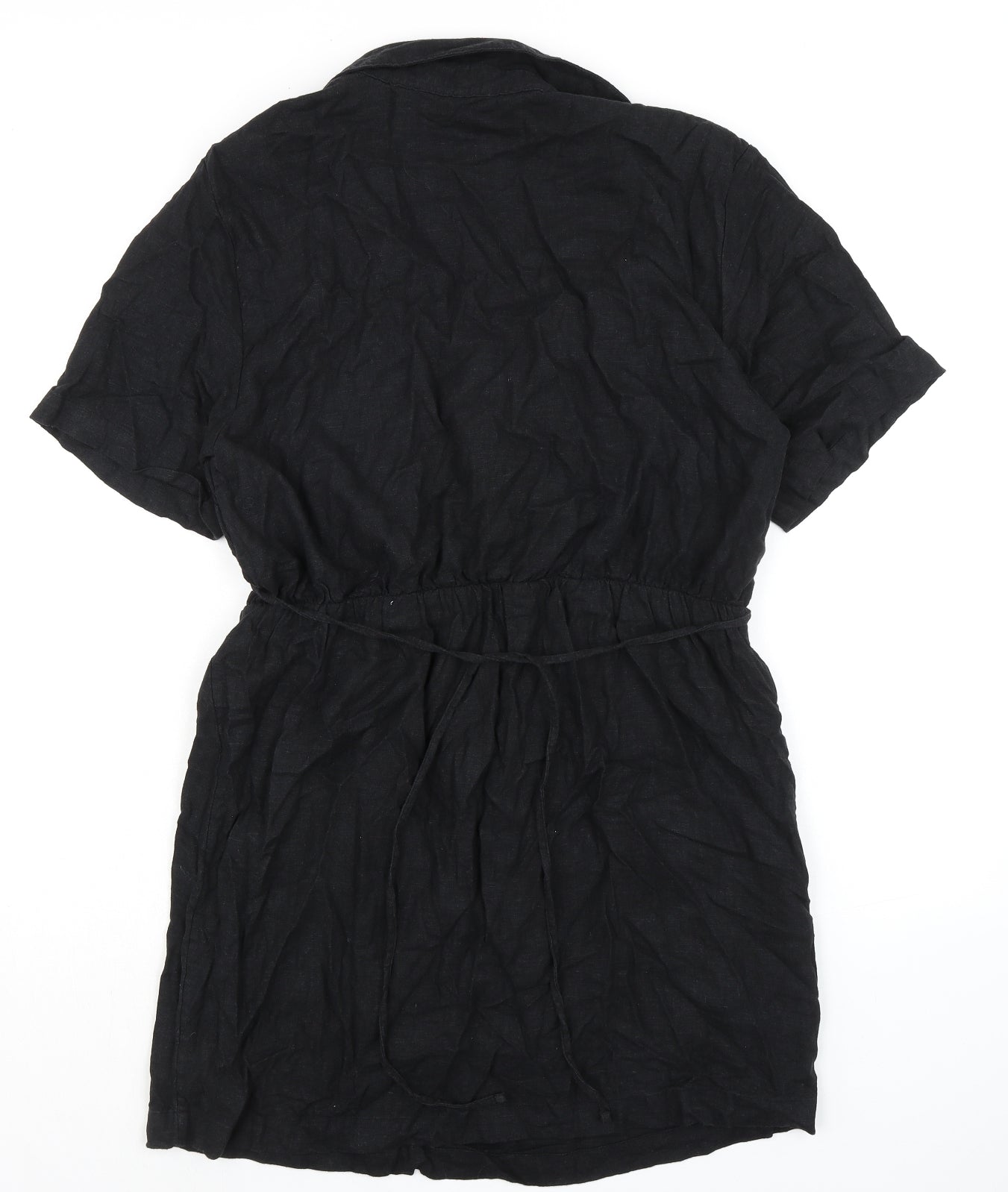Abercrombie & Fitch Womens Black Cupro A-Line Size L V-Neck Tie - Collar