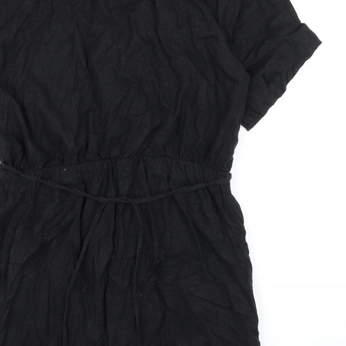 Abercrombie & Fitch Womens Black Cupro A-Line Size L V-Neck Tie - Collar