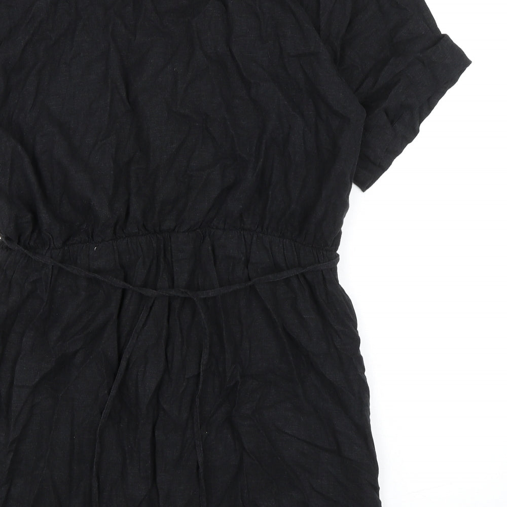 Abercrombie & Fitch Womens Black Cupro A-Line Size L V-Neck Tie - Collar