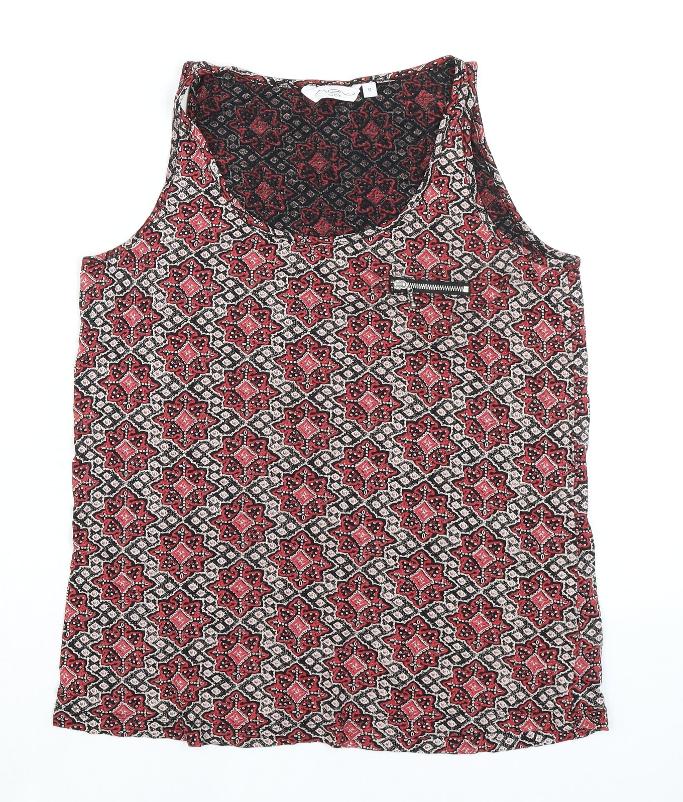 New Look Womens Multicoloured Cotton Basic Tank Size 12 Scoop Neck - Zip Pocket