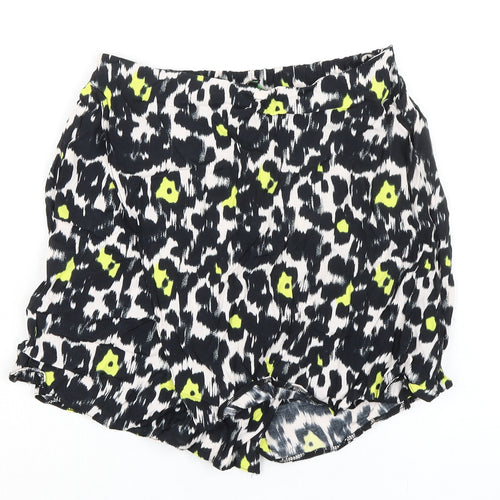 Dorothy Perkins Womens Black Animal Print Viscose Skort Skirt Size 10 - Wrap Around Effect