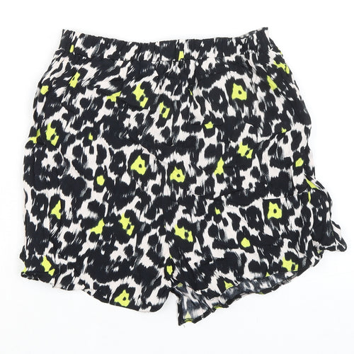 Dorothy Perkins Womens Black Animal Print Viscose Skort Skirt Size 10 - Wrap Around Effect