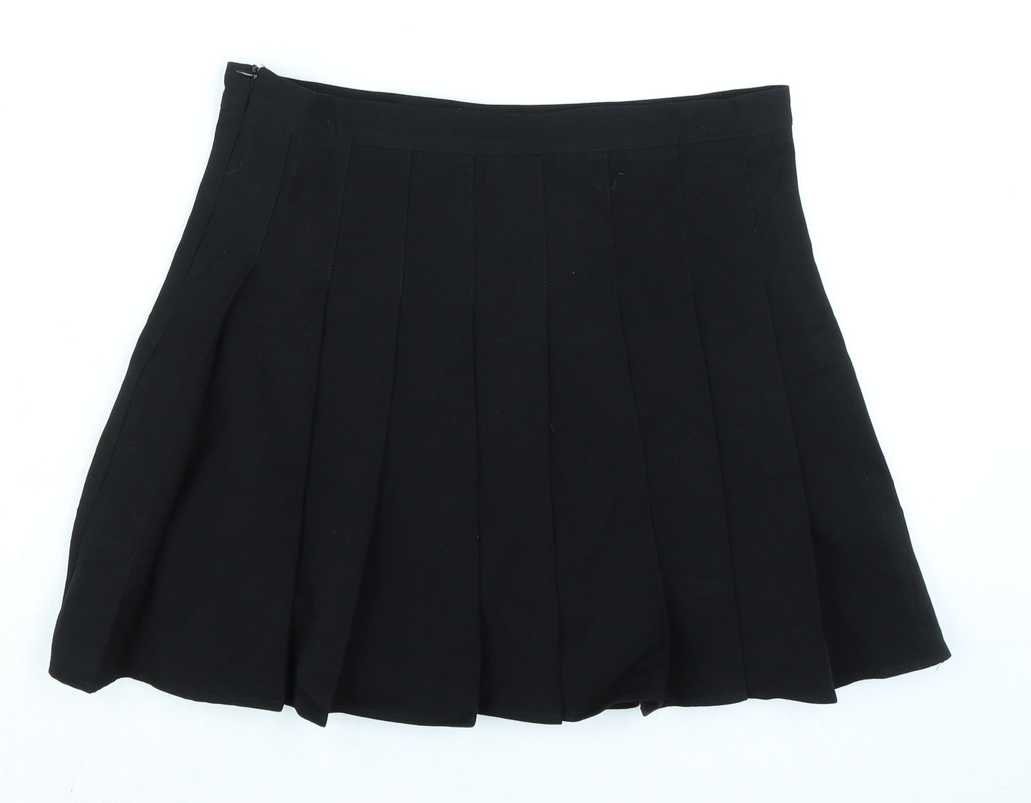 Urban Coco Womens Black Cotton Pleated Skirt Size XL Zip