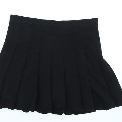 Urban Coco Womens Black Cotton Pleated Skirt Size XL Zip