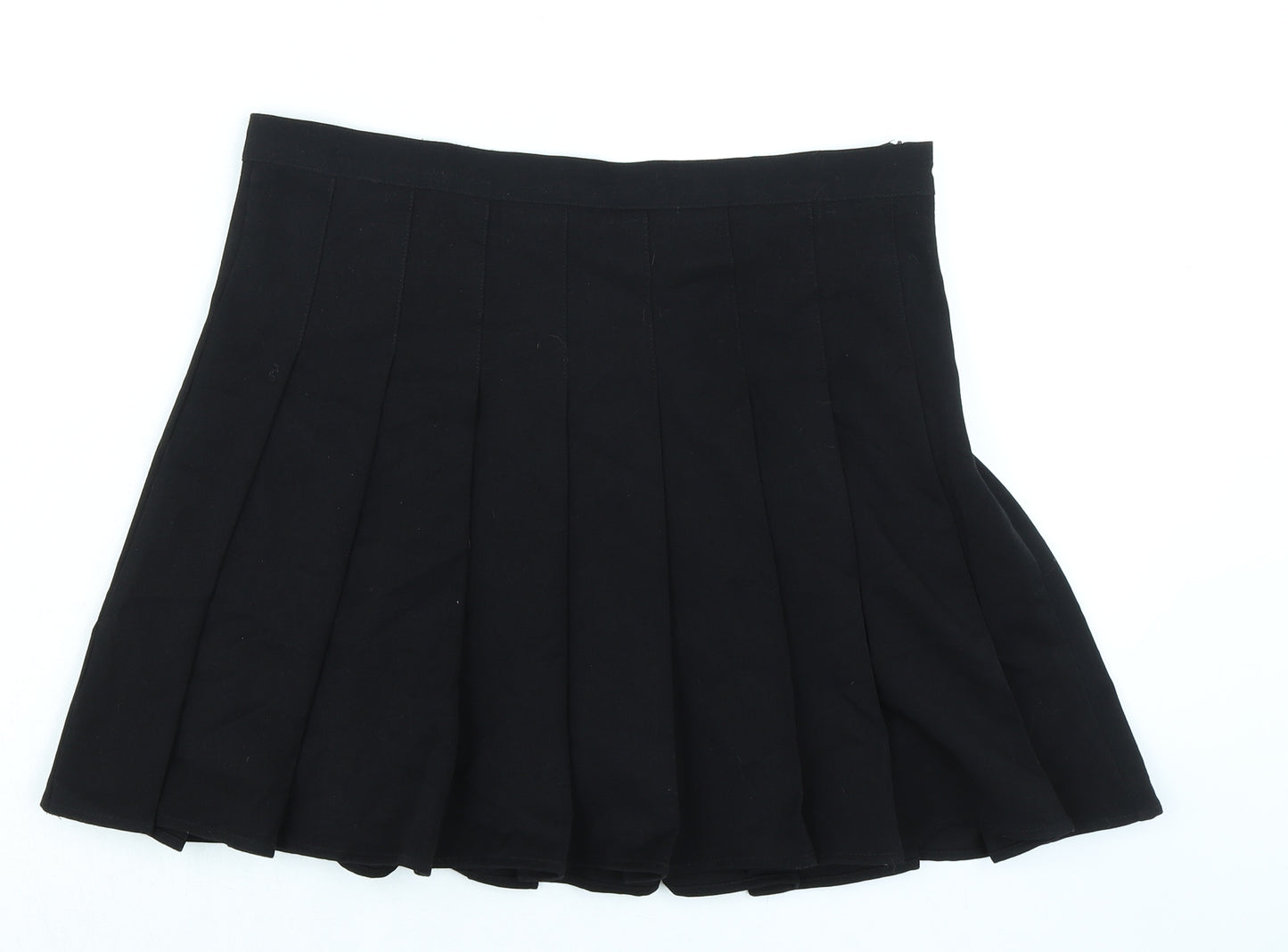 Urban Coco Womens Black Cotton Pleated Skirt Size XL Zip