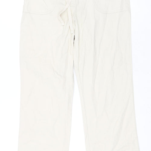 Cotton Traders Womens Beige Cotton Chino Trousers Size 10 L28 in Regular Tie