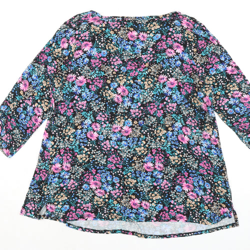 Roman Womens Multicoloured Floral Viscose Basic Blouse Size 18 V-Neck