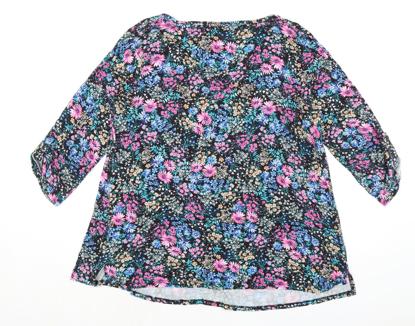 Roman Womens Multicoloured Floral Viscose Basic Blouse Size 18 V-Neck