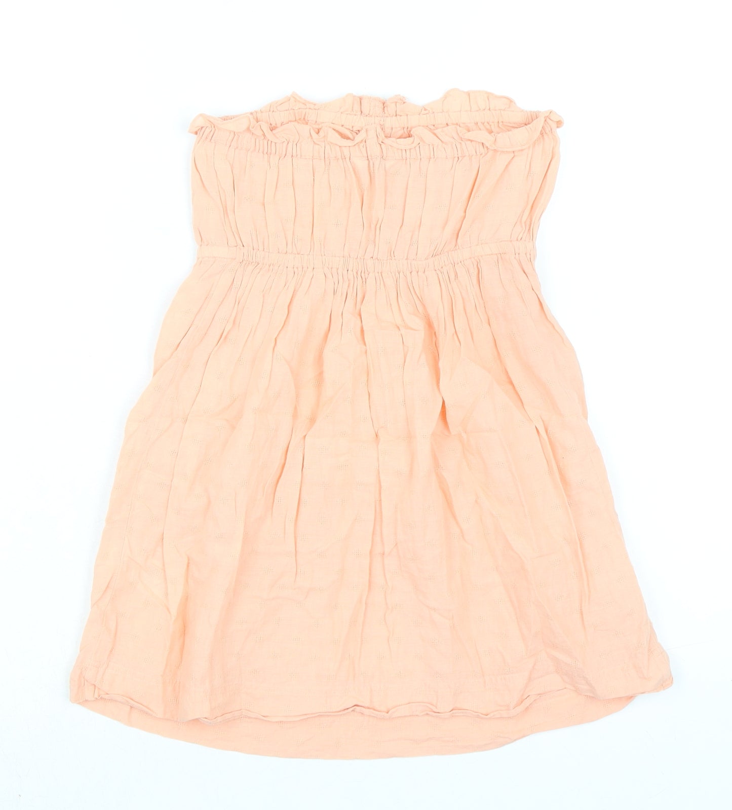 New Look Womens Orange 100% Cotton Basic Blouse Size 10 Off the Shoulder - High Empire Line