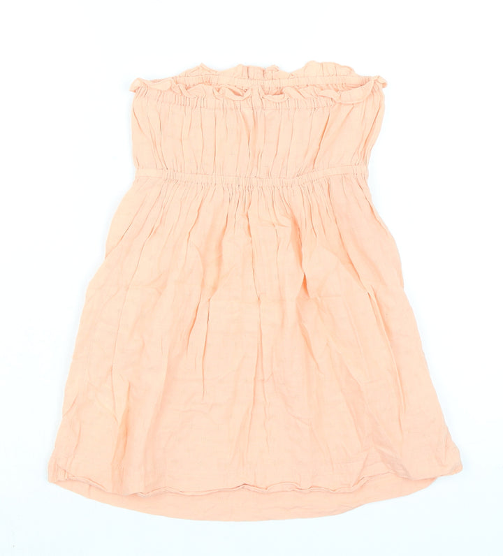 New Look Womens Orange 100% Cotton Basic Blouse Size 10 Off the Shoulder - High Empire Line