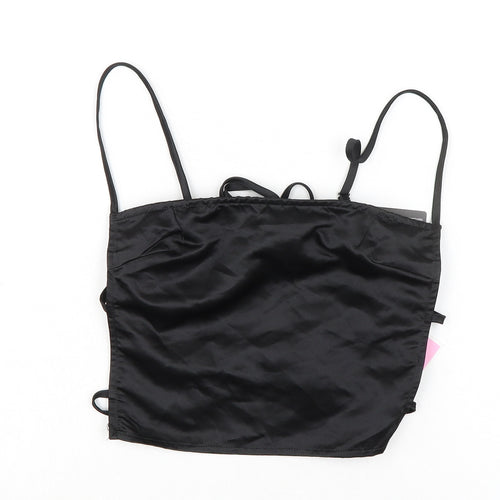 PRETTYLITTLETHING Womens Black Polyester Cropped Blouse Size 8 Square Neck