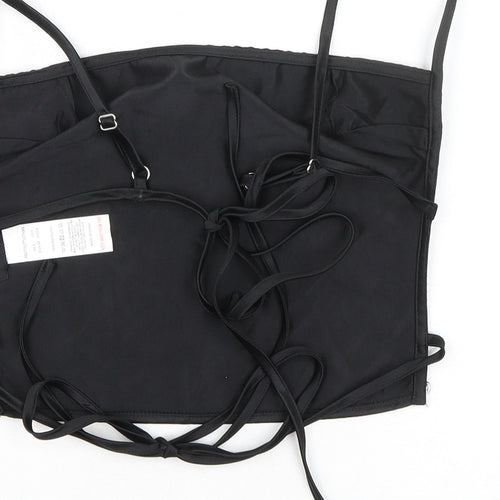 PRETTYLITTLETHING Womens Black Polyester Cropped Blouse Size 8 Square Neck
