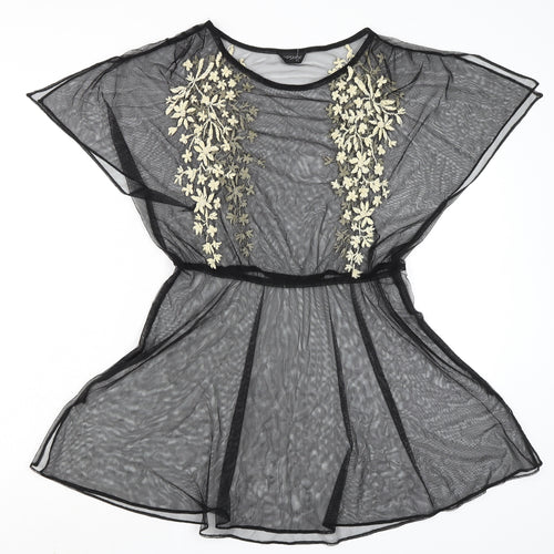 Topshop Womens Black Polyester Basic Blouse Size 10 Boat Neck - Shear