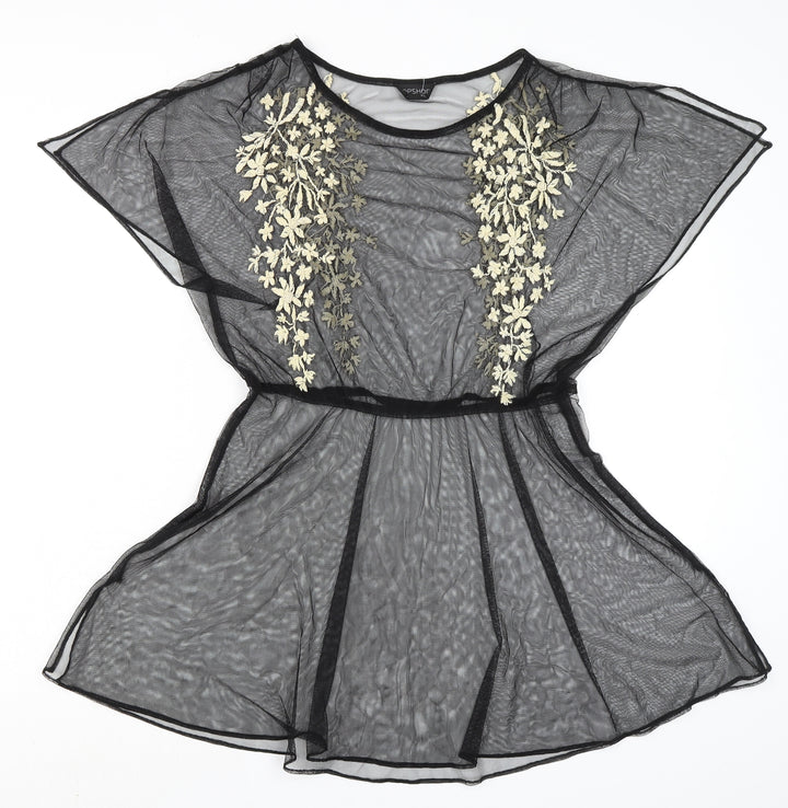 Topshop Womens Black Polyester Basic Blouse Size 10 Boat Neck - Shear
