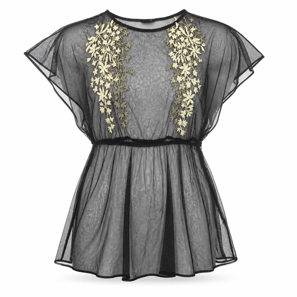 Topshop Womens Black Polyester Basic Blouse Size 10 Boat Neck - Shear