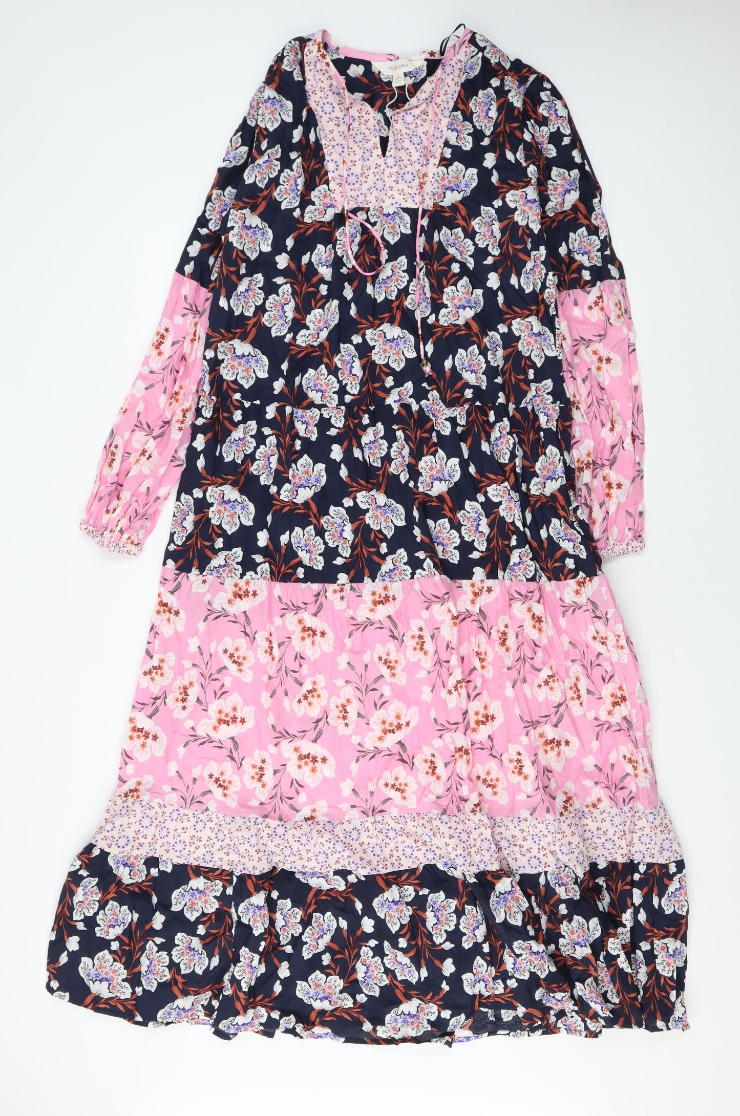 Per Una Womens Multicoloured Floral Cotton Maxi Size 6 V-Neck Pullover