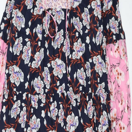 Per Una Womens Multicoloured Floral Cotton Maxi Size 6 V-Neck Pullover