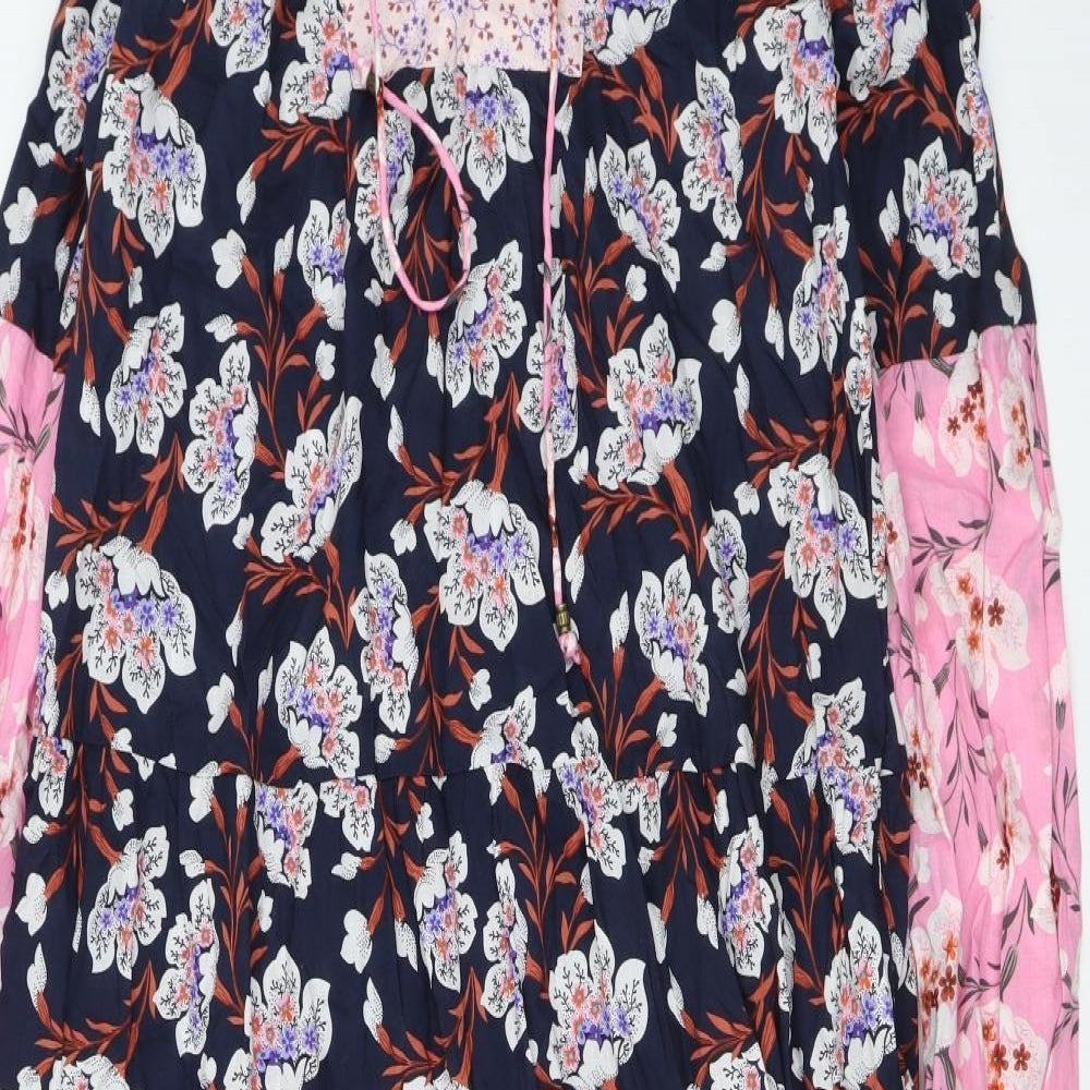 Per Una Womens Multicoloured Floral Cotton Maxi Size 6 V-Neck Pullover