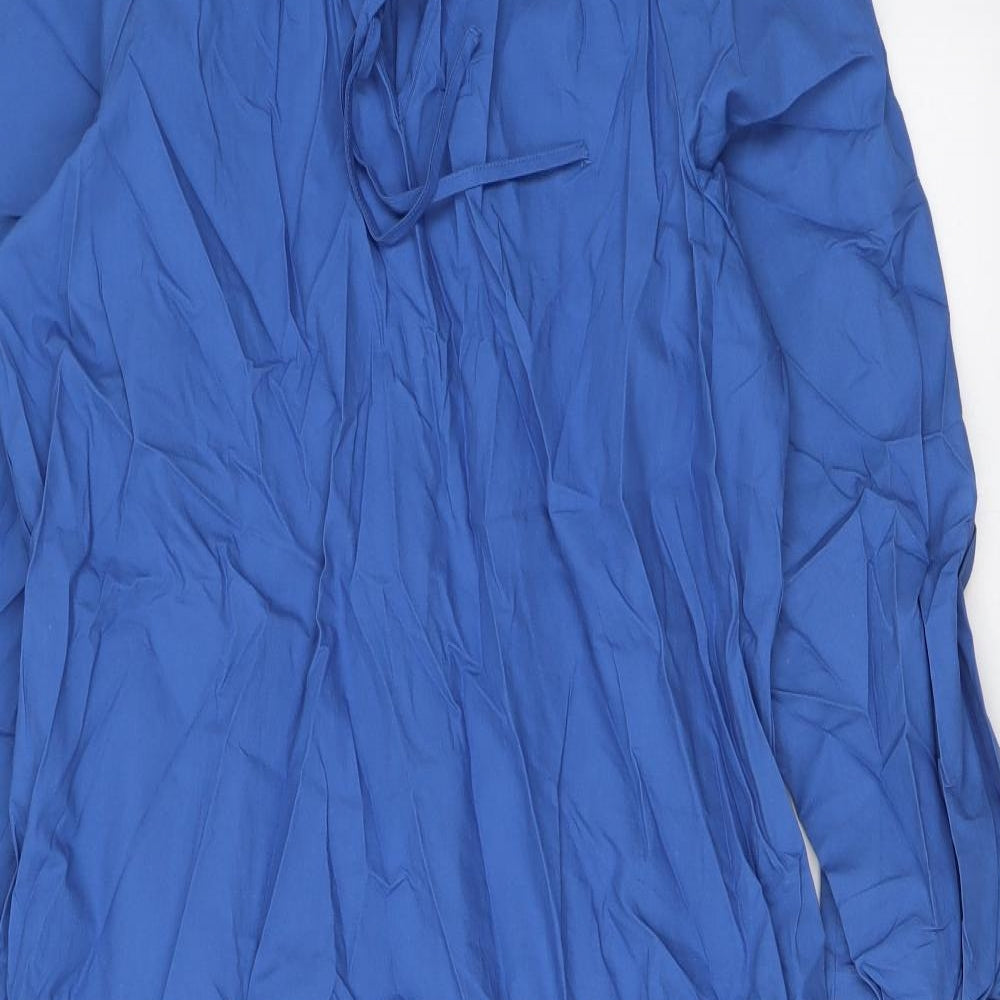 Marks and Spencer Womens Blue Cotton A-Line Size 12 V-Neck Pullover