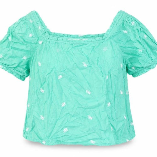 Per Una Womens Gold Floral Cotton Basic T-Shirt Size 10 Square Neck - Embroidery