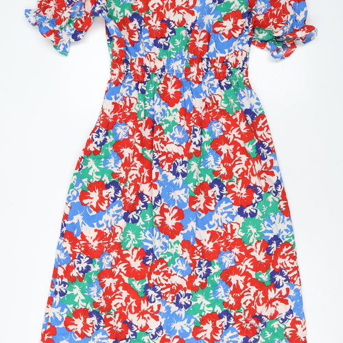 Marks and Spencer Womens Multicoloured Floral Polyester Maxi Size 10 V-Neck Pullover
