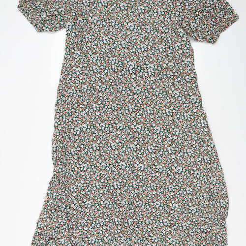 Marks and Spencer Womens Multicoloured Floral Viscose Maxi Size 20 Scoop Neck Zip