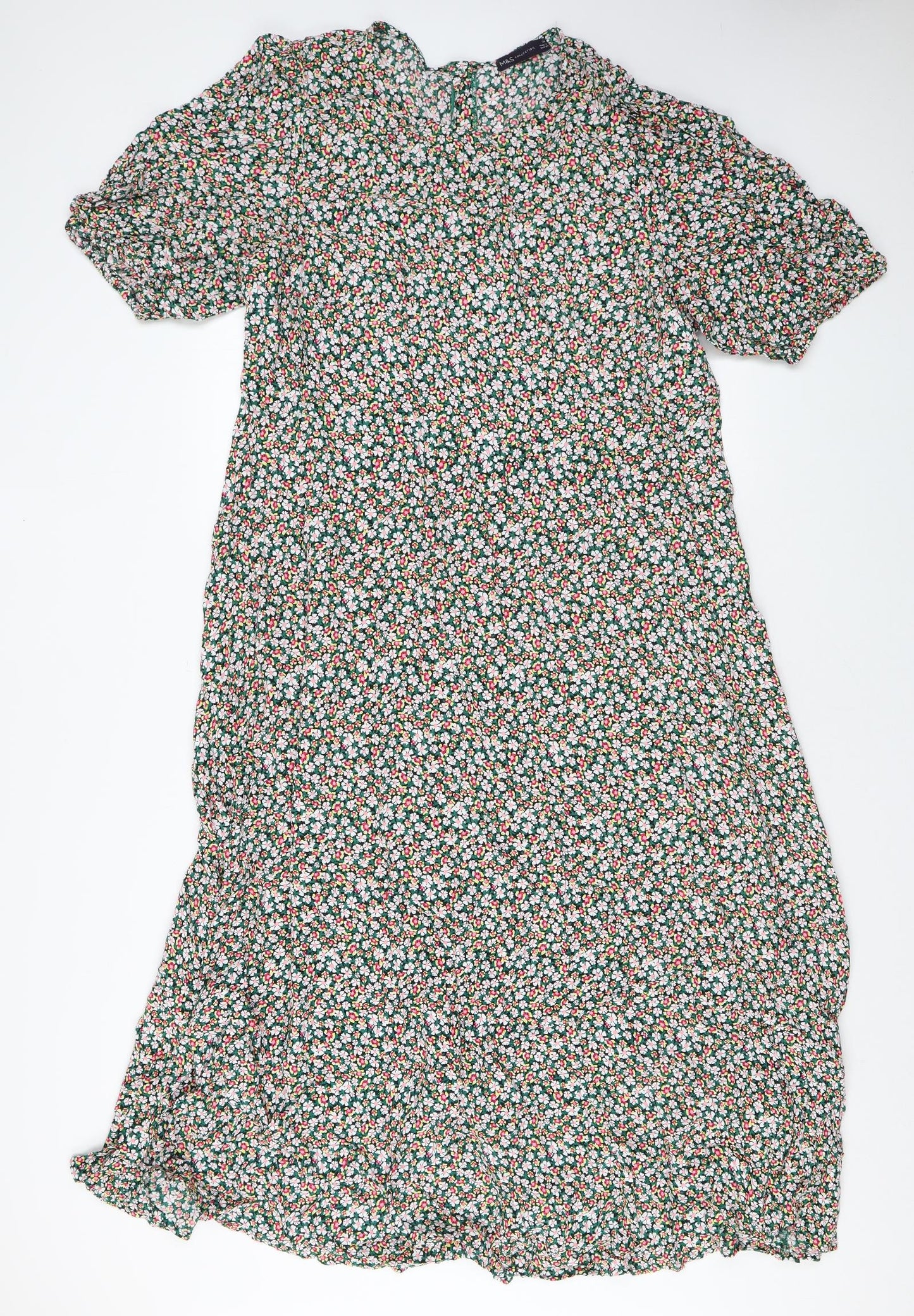 Marks and Spencer Womens Multicoloured Floral Viscose Maxi Size 20 Scoop Neck Zip