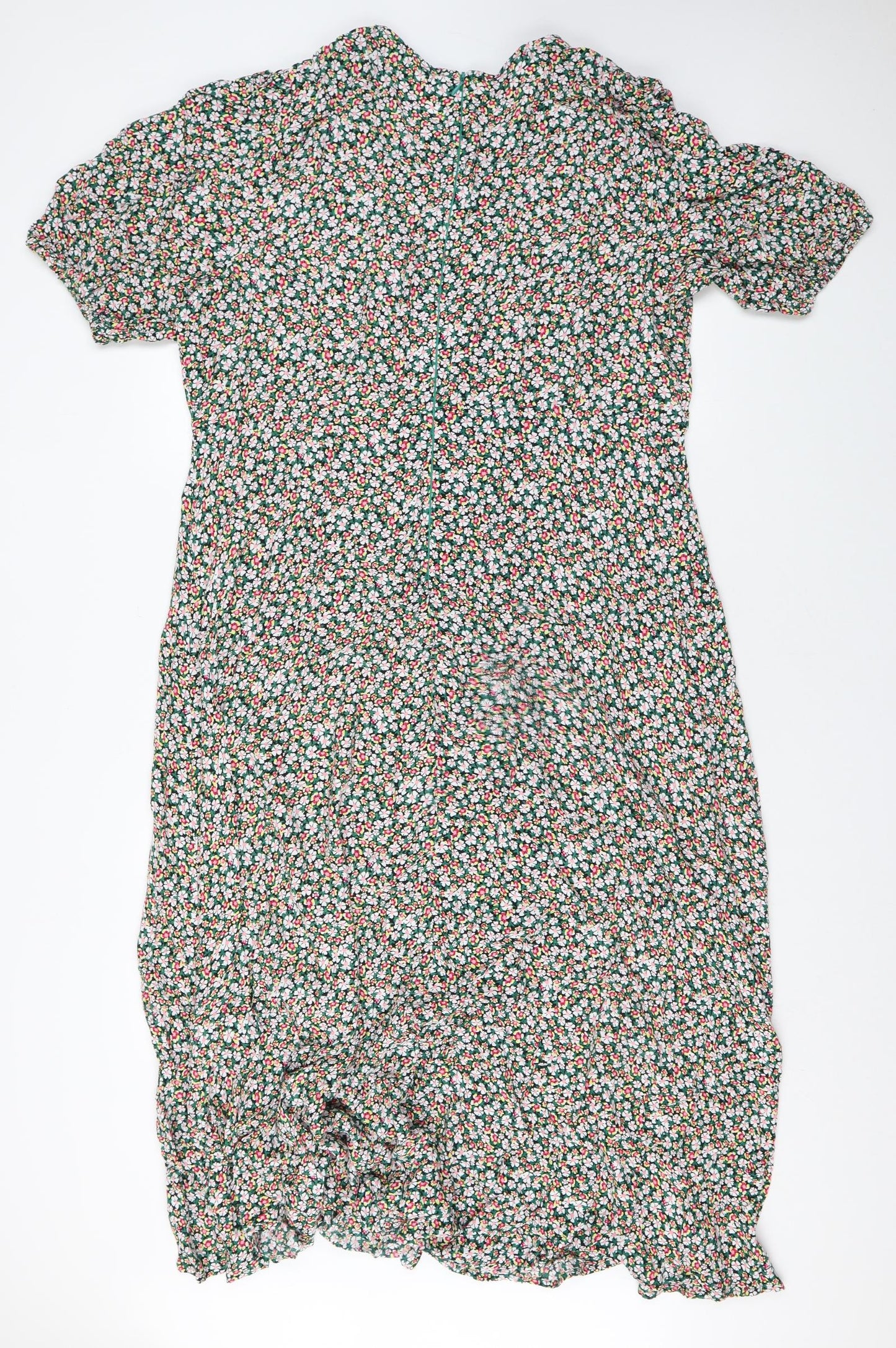 Marks and Spencer Womens Multicoloured Floral Viscose Maxi Size 20 Scoop Neck Zip