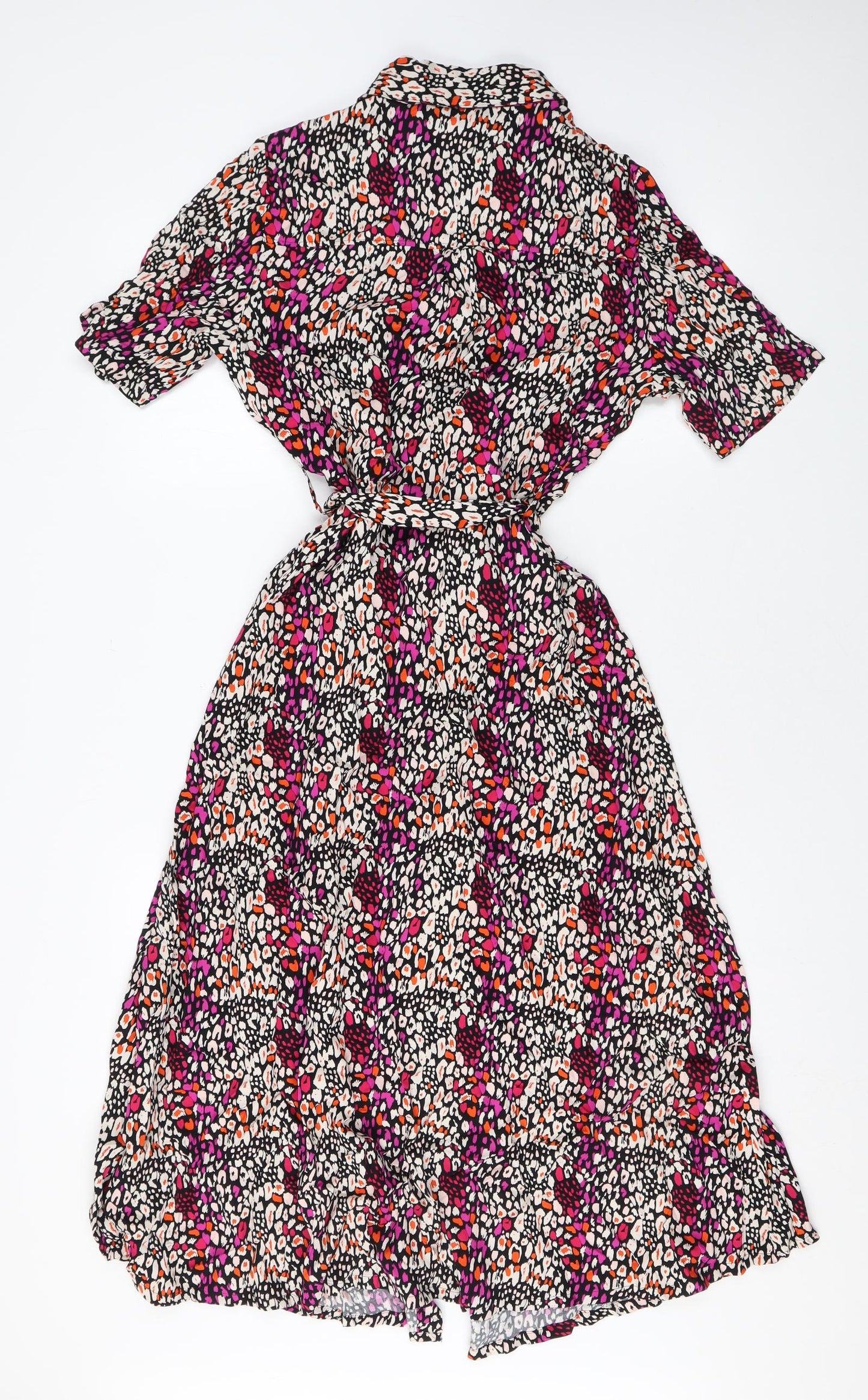 Marks and Spencer Womens Multicoloured Geometric Viscose Shirt Dress Size 8 Collared Button