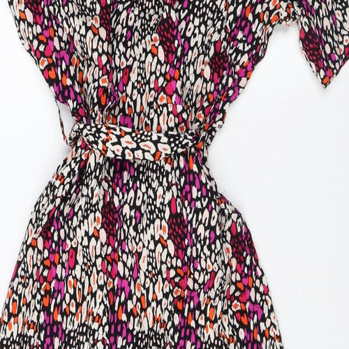 Marks and Spencer Womens Multicoloured Geometric Viscose Shirt Dress Size 8 Collared Button