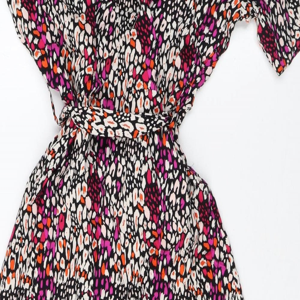 Marks and Spencer Womens Multicoloured Geometric Viscose Shirt Dress Size 8 Collared Button