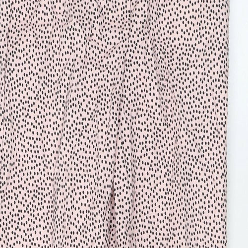 Marks and Spencer Womens Pink Polka Dot Cotton Trousers Size 6 L29 in Regular Zip
