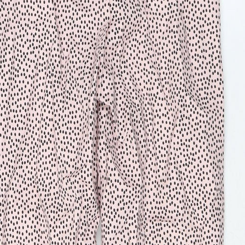 Marks and Spencer Womens Pink Polka Dot Cotton Trousers Size 6 L29 in Regular Zip