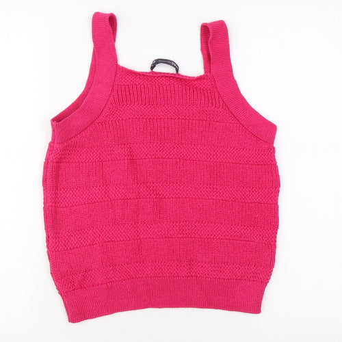 Marks and Spencer Womens Pink Geometric Cotton Basic Tank Size M Square Neck