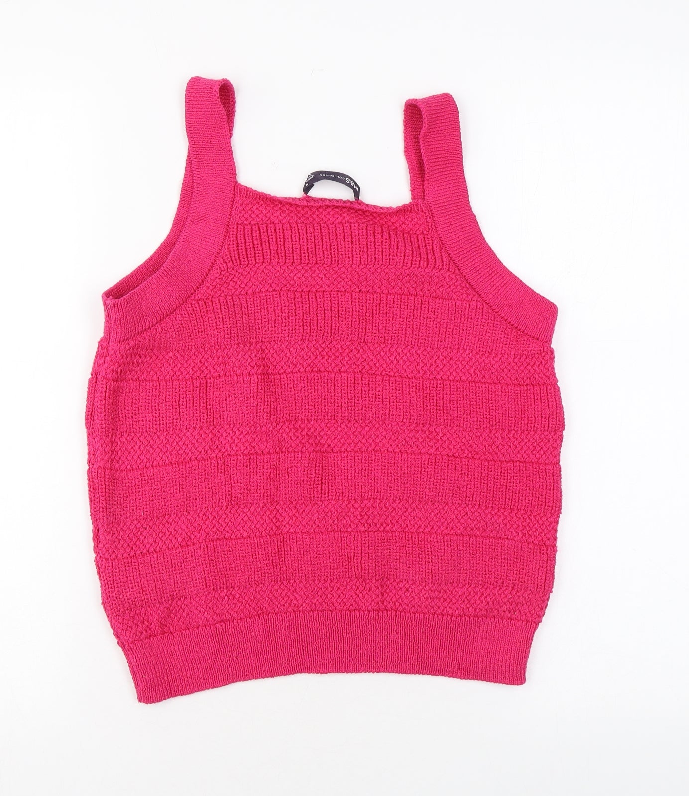 Marks and Spencer Womens Pink Geometric Cotton Basic Tank Size M Square Neck