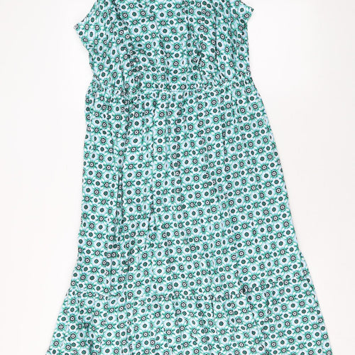Marks and Spencer Womens Blue Floral Polyester Maxi Size 22 Square Neck Pullover