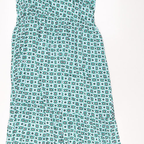 Marks and Spencer Womens Blue Floral Polyester Maxi Size 22 Square Neck Pullover