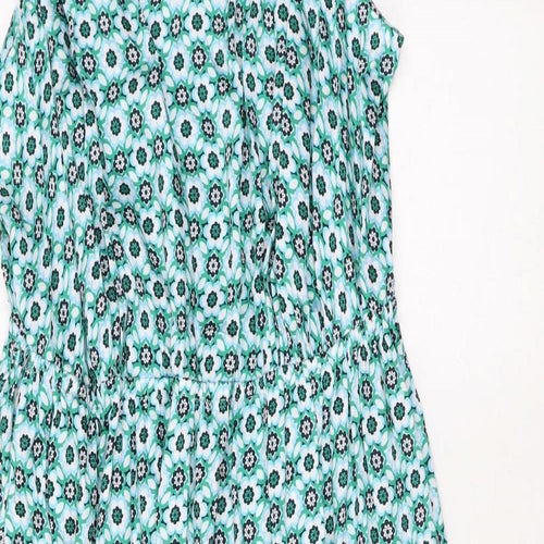 Marks and Spencer Womens Blue Floral Polyester Maxi Size 22 Square Neck Pullover