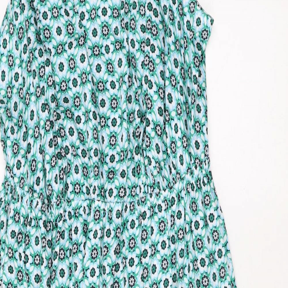 Marks and Spencer Womens Blue Floral Polyester Maxi Size 22 Square Neck Pullover