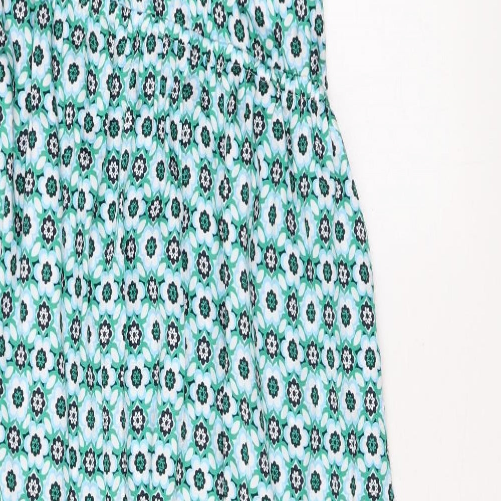 Marks and Spencer Womens Blue Floral Polyester Maxi Size 22 Square Neck Pullover