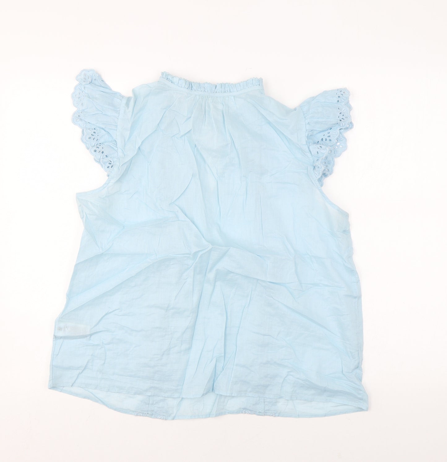 Marks and Spencer Womens Blue Cotton Basic T-Shirt Size 14 Round Neck