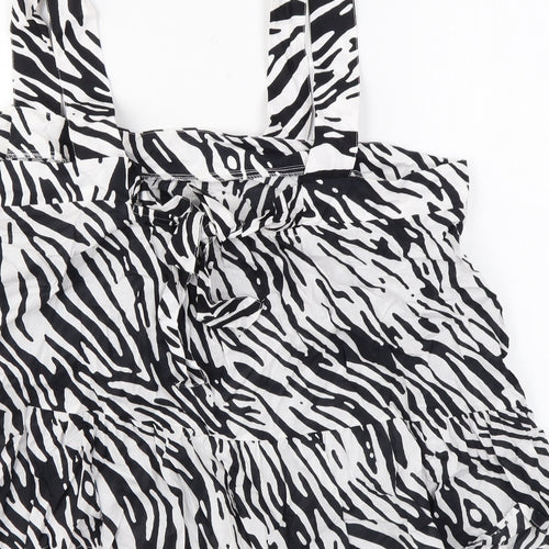 Marks and Spencer Womens Black Animal Print Cotton Basic Tank Size 18 Square Neck - Zebra Print